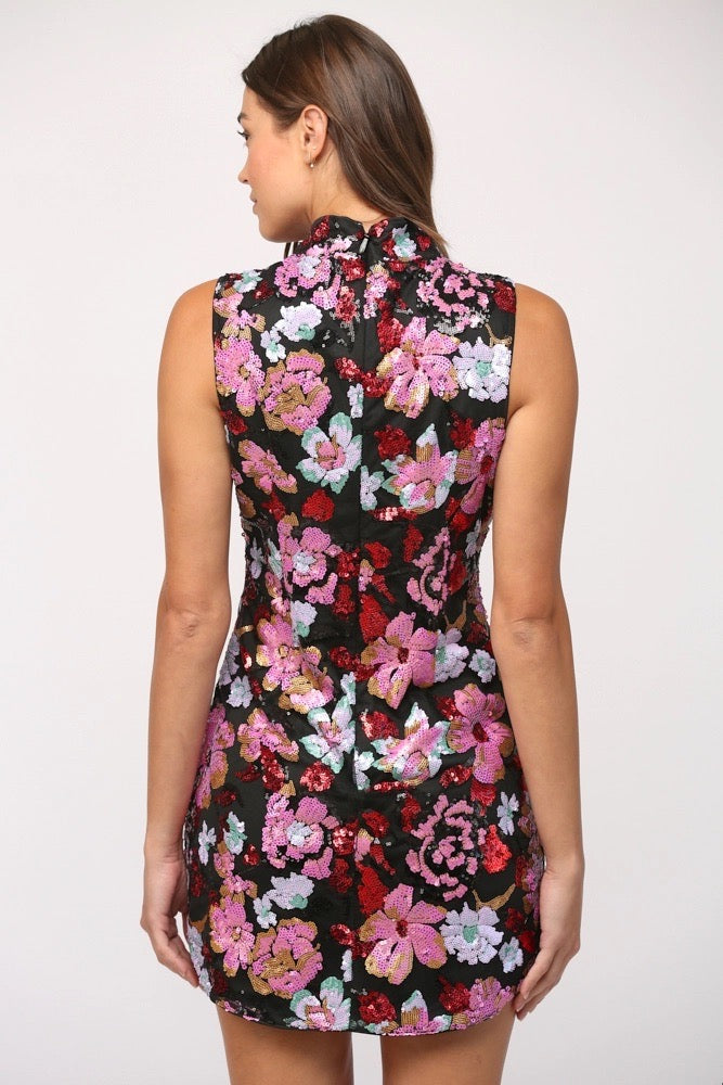MARTYR Sequin Embellished Mesh High Neck Dress