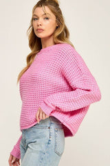 BLAKELY WaffleKnit WaistCrop Sweater Top