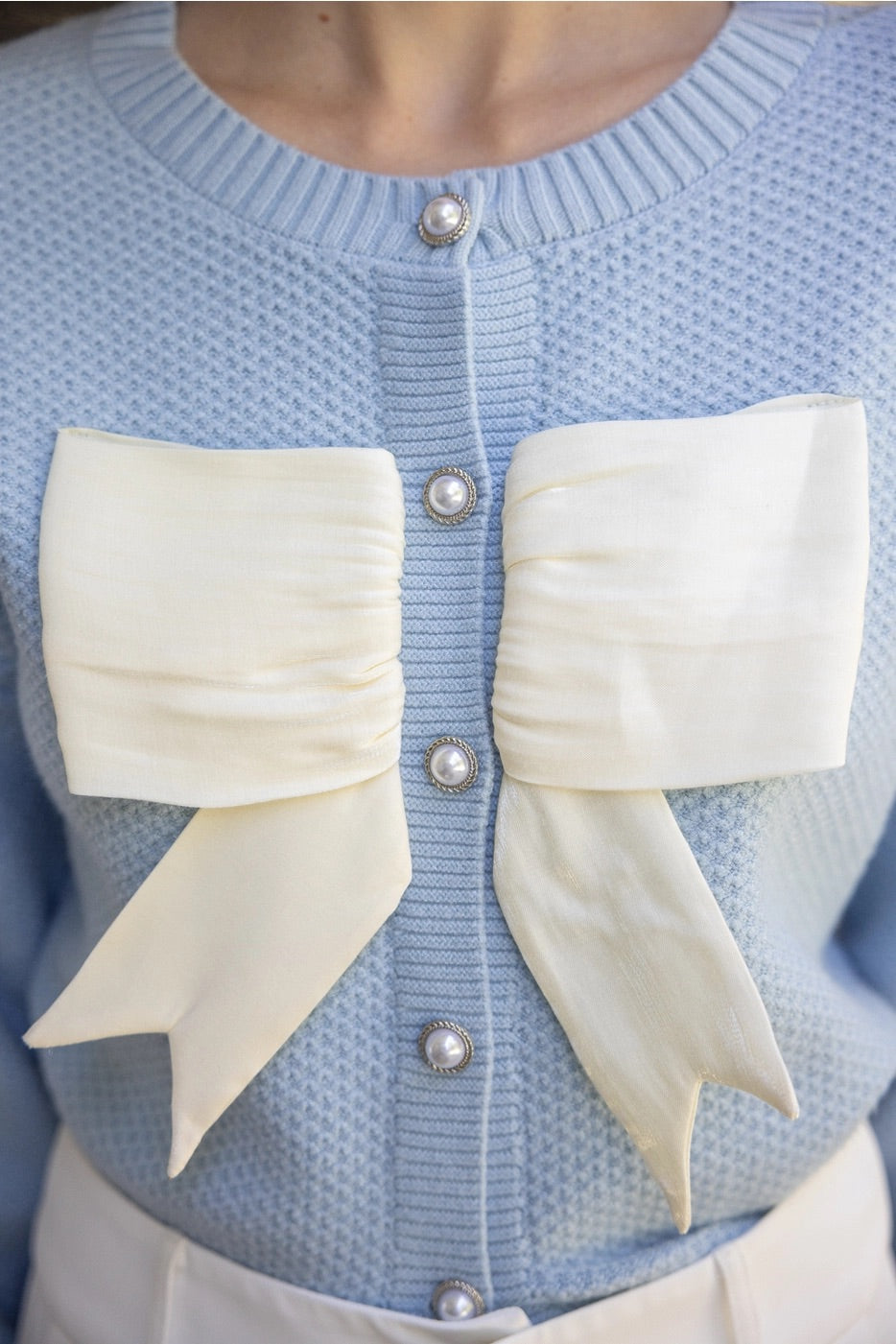 CRITERION Contrast Bow Cardigan Sweater Top