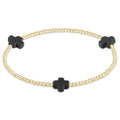 ENewton Signature CROSS Gold Pattern 2mm Bead Bracelet- Onyx