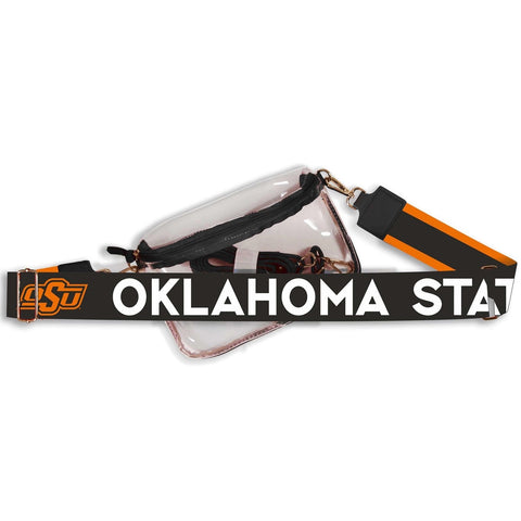 DD Oklahoma State University HAILEY Clear Sling Bag w/ Reversible Shoulder Strap OSU