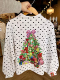 Queen of Sparkles Polka Dot Christmas Tree Mock Neck Sweatshirt
