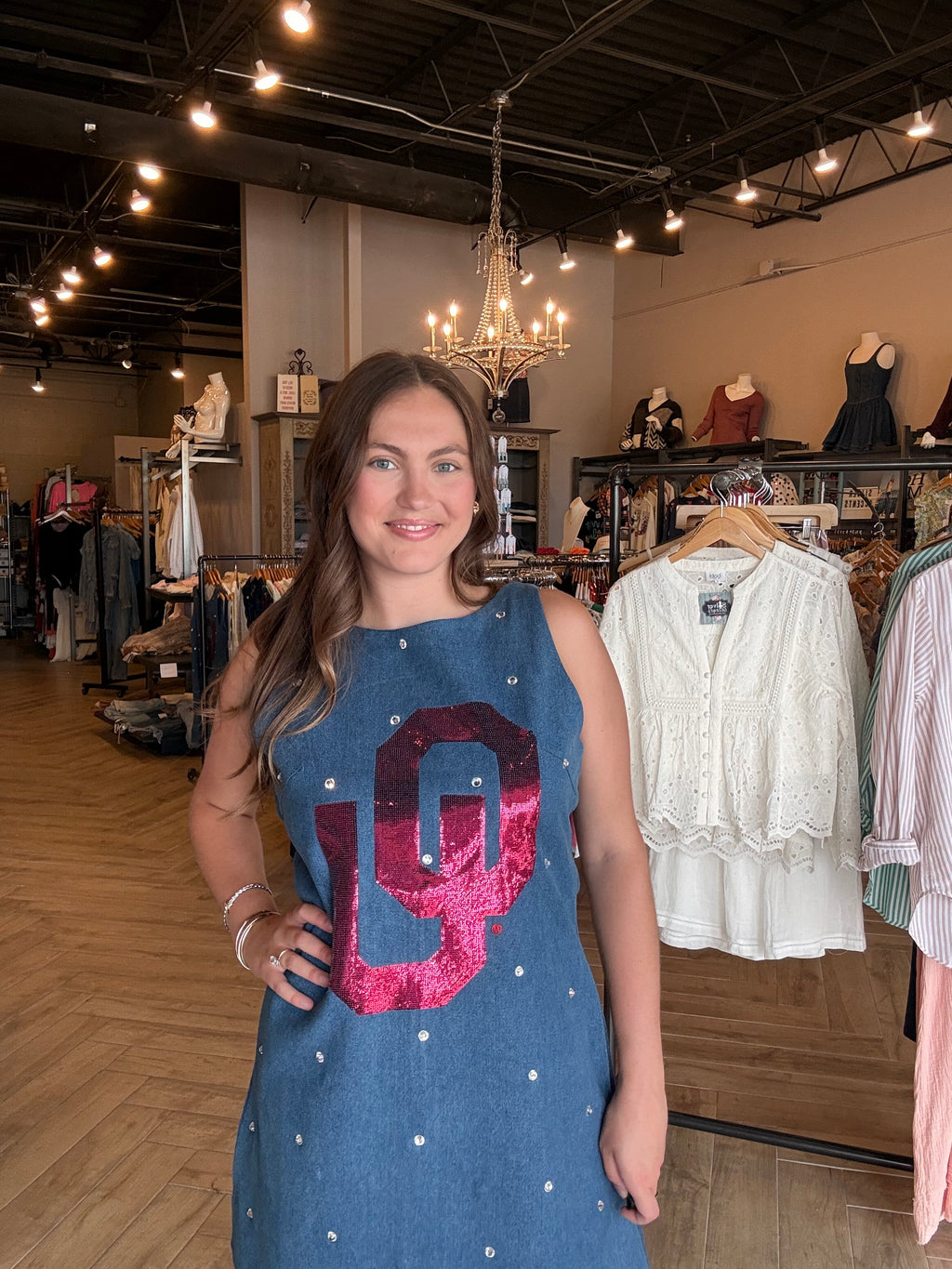 Queen of Sparkles Licensed OU Denim Dress