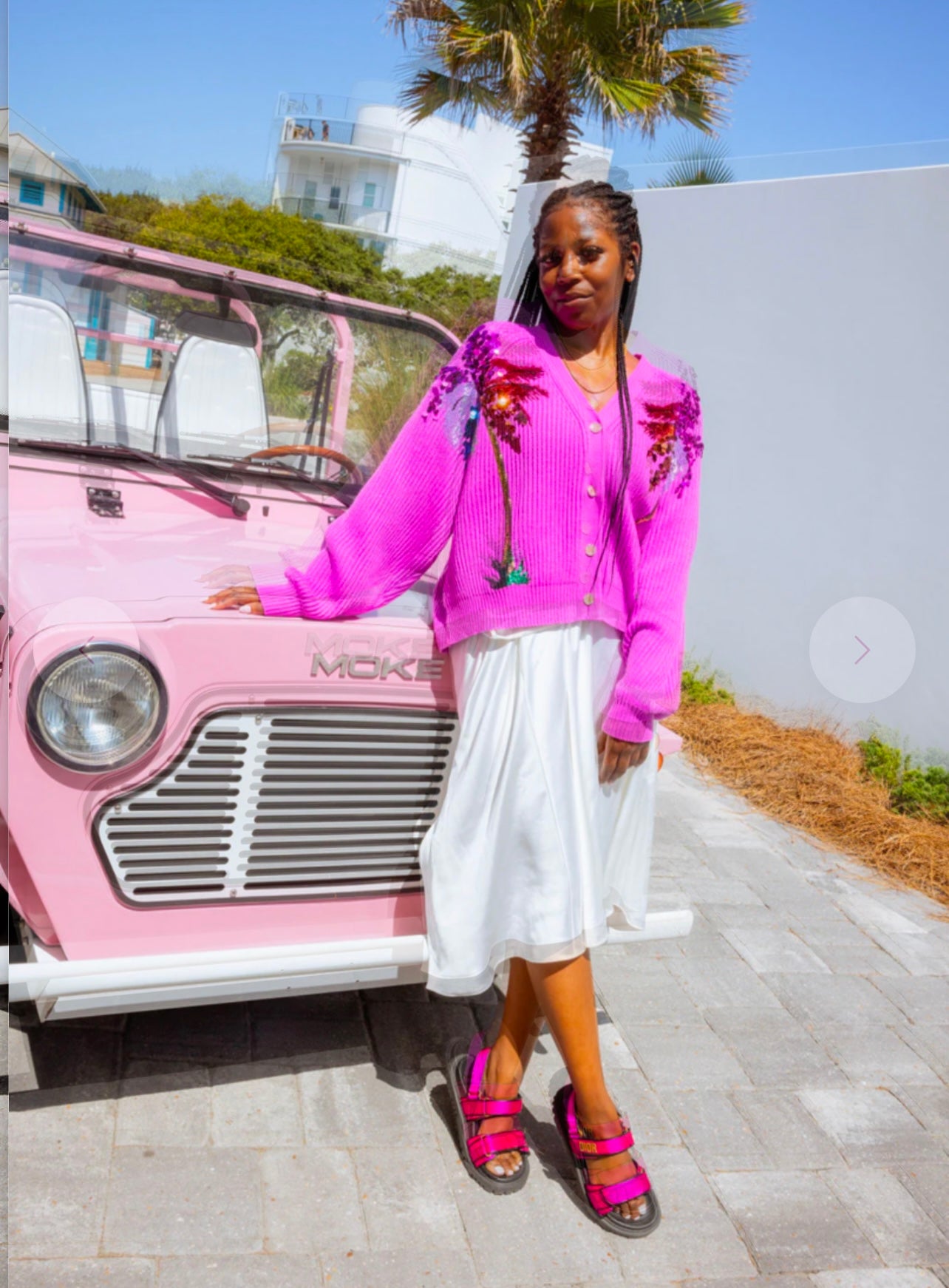 QUEEN OF SPARKLES Sequin PALM TREE Cardigan Top