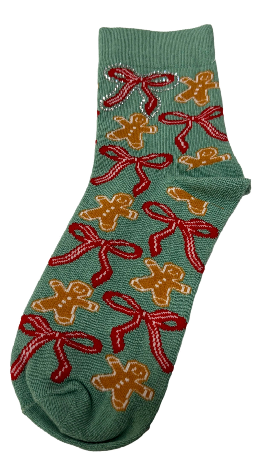 QUEEN OF SPARKLES Sequin GINGERBREAD & BOW Socks