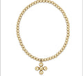 ENewton Classic Gold 3mm Bead Bracelet - Classic Beaded Signature Cross Gold Charm - 4mm Bead Gold
