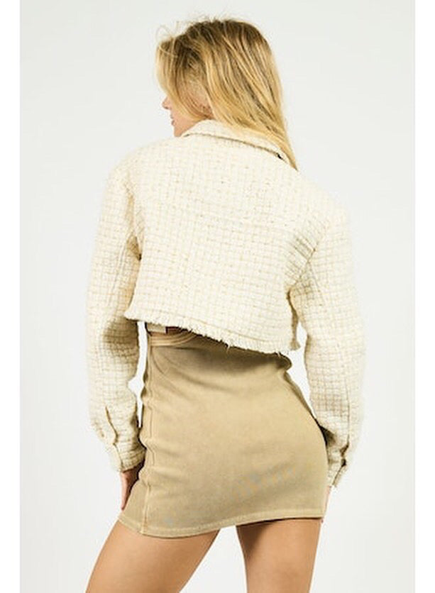 COCO Tweed Crop Blazer Jacket