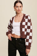 *TUCKER Bold Gingham Cardigan Sweater Top
