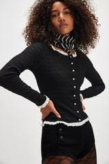 FREE PEOPLE PearlButton BLACKBIRD Cardigan Top