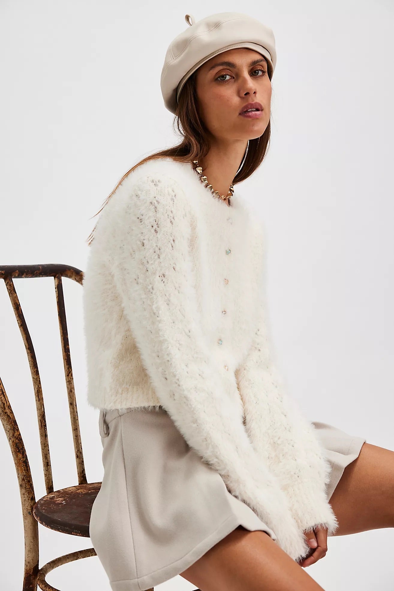 FREE PEOPLE FuzzyKnit CELESTE JewelButton Cardigan