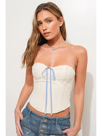 PRETTY GARBAGE LaceupBack PAULINE Textured Corset Top