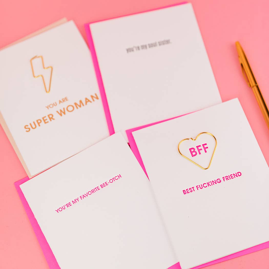 CG Best Fucking Friend - Paper Clip Letterpress Greeting Card