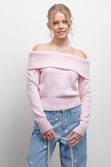 CHAYNIE FoldOver OffShoulder Sweater Top