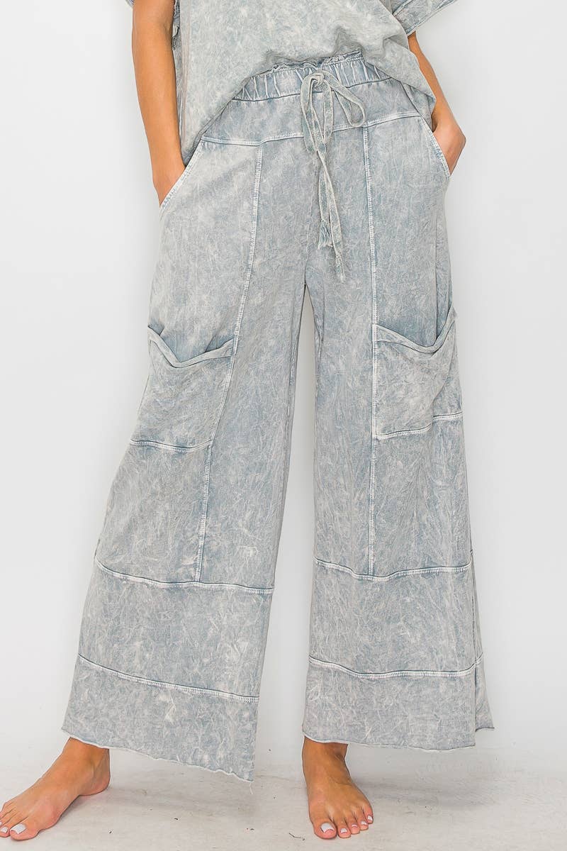 ECHOES Mineral Wash Wide leg Cropped pants