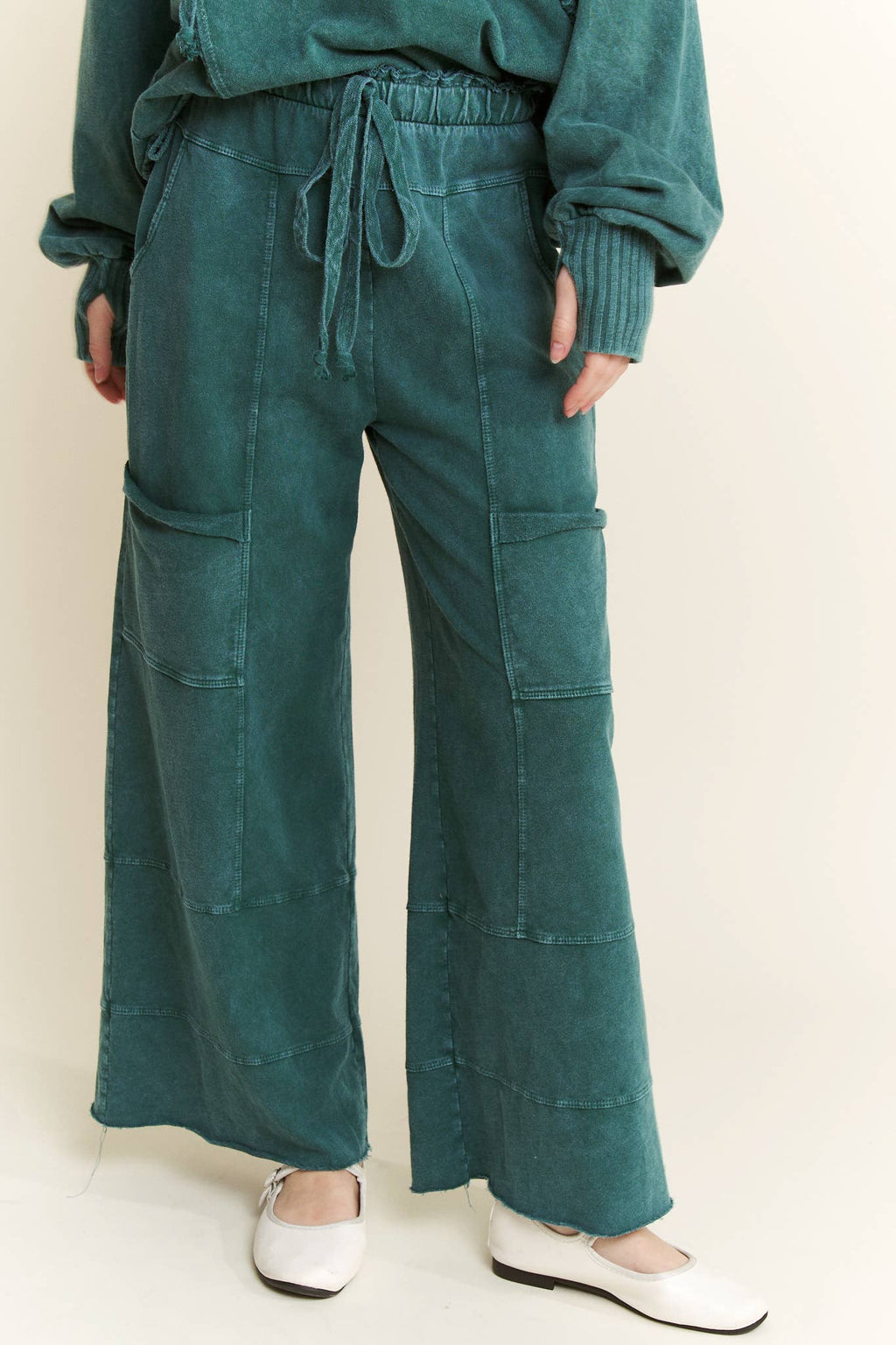 ECHOES Mineral Wash WideLeg Crop Loung Pants