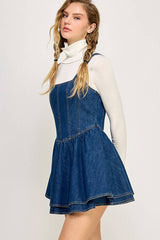 CHARMING DoubleLayer Corset Denim Tank Dress