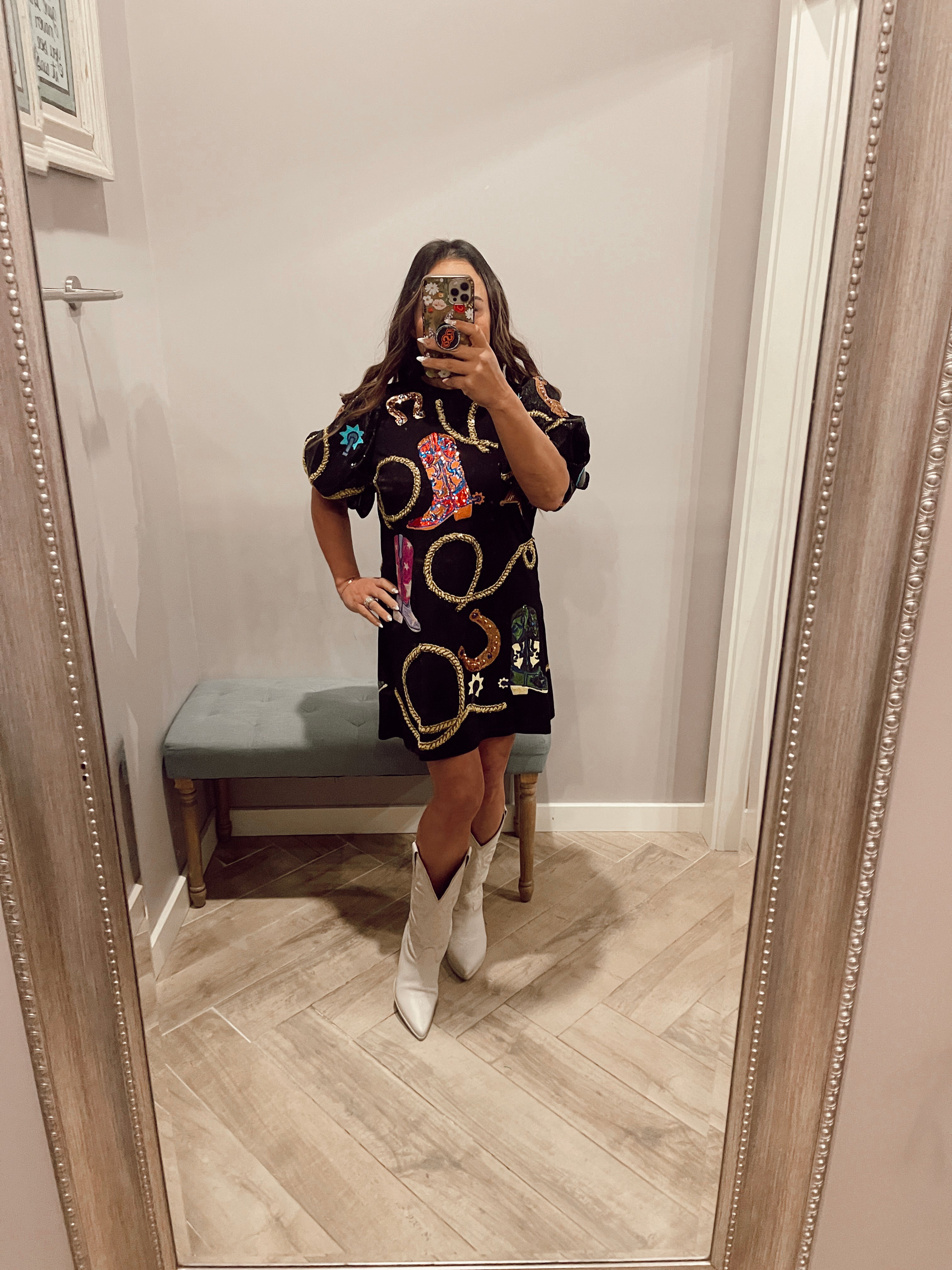 QUEEN OF SPARKLE Sequin COWGIRL Icon Dress