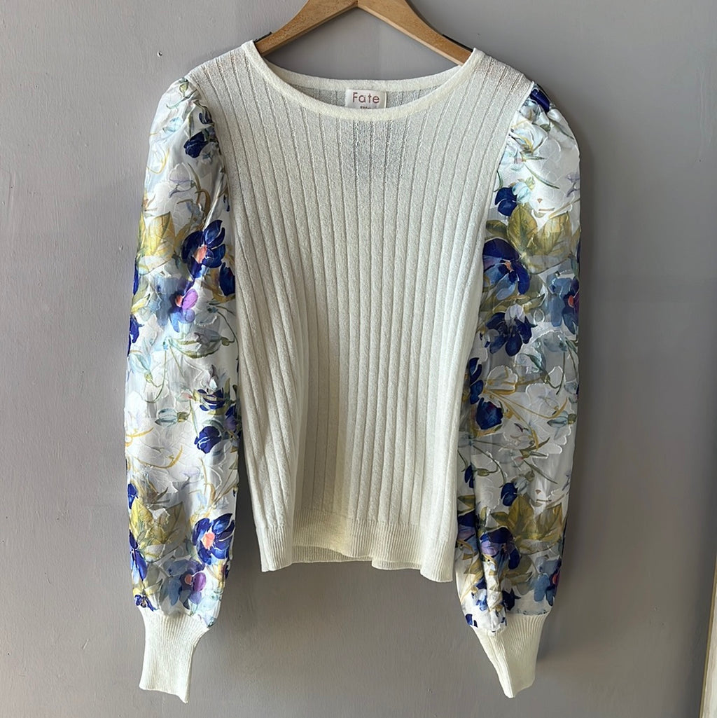 LUCY Contrast Jacquard Sleeve Sweater