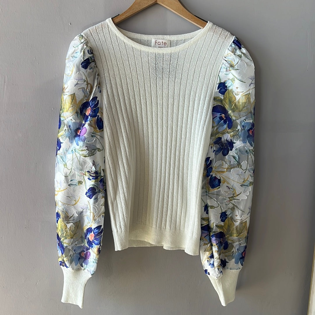 LUCY Contrast Jacquard Sleeve Sweater