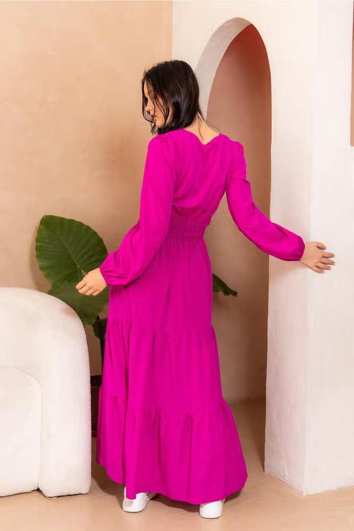 ASTOUND Split Neck Tiered Maxi Dress