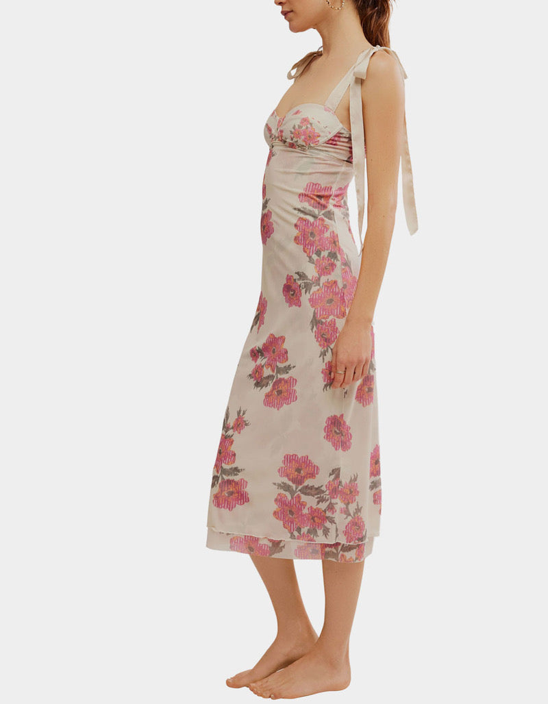 FREE PEOPLE Mesh Floral PRINTED GOT GLAM Slip Dress