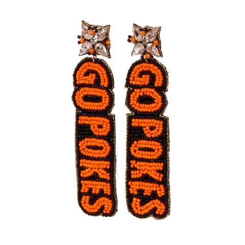 DD Oklahoma State GO POKES Beaded Earrings