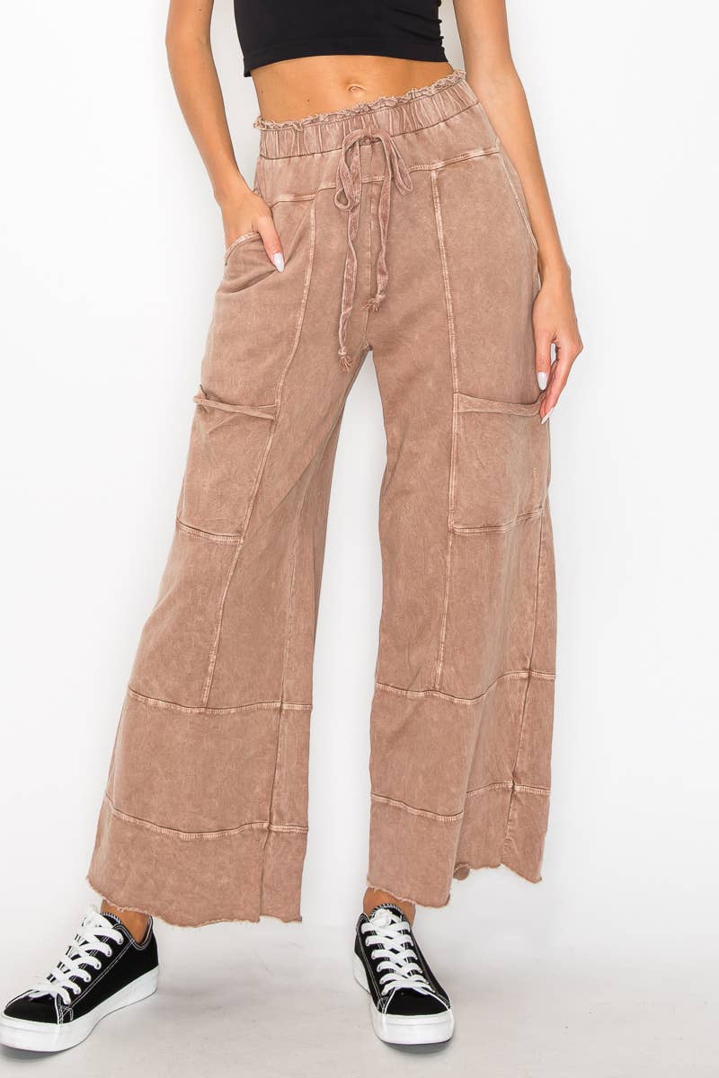 ECHOES Mineral Wash Wide leg Cropped pants
