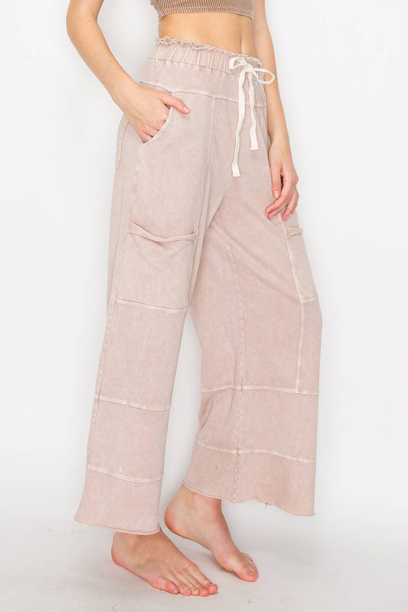 ECHOES Mineral Wash Wide leg Cropped pants