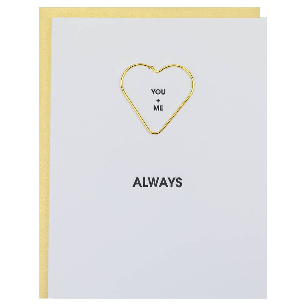 You + Me Always - Heart Paper Clip Letterpress Greeting Card