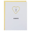 You + Me Always - Heart Paper Clip Letterpress Greeting Card