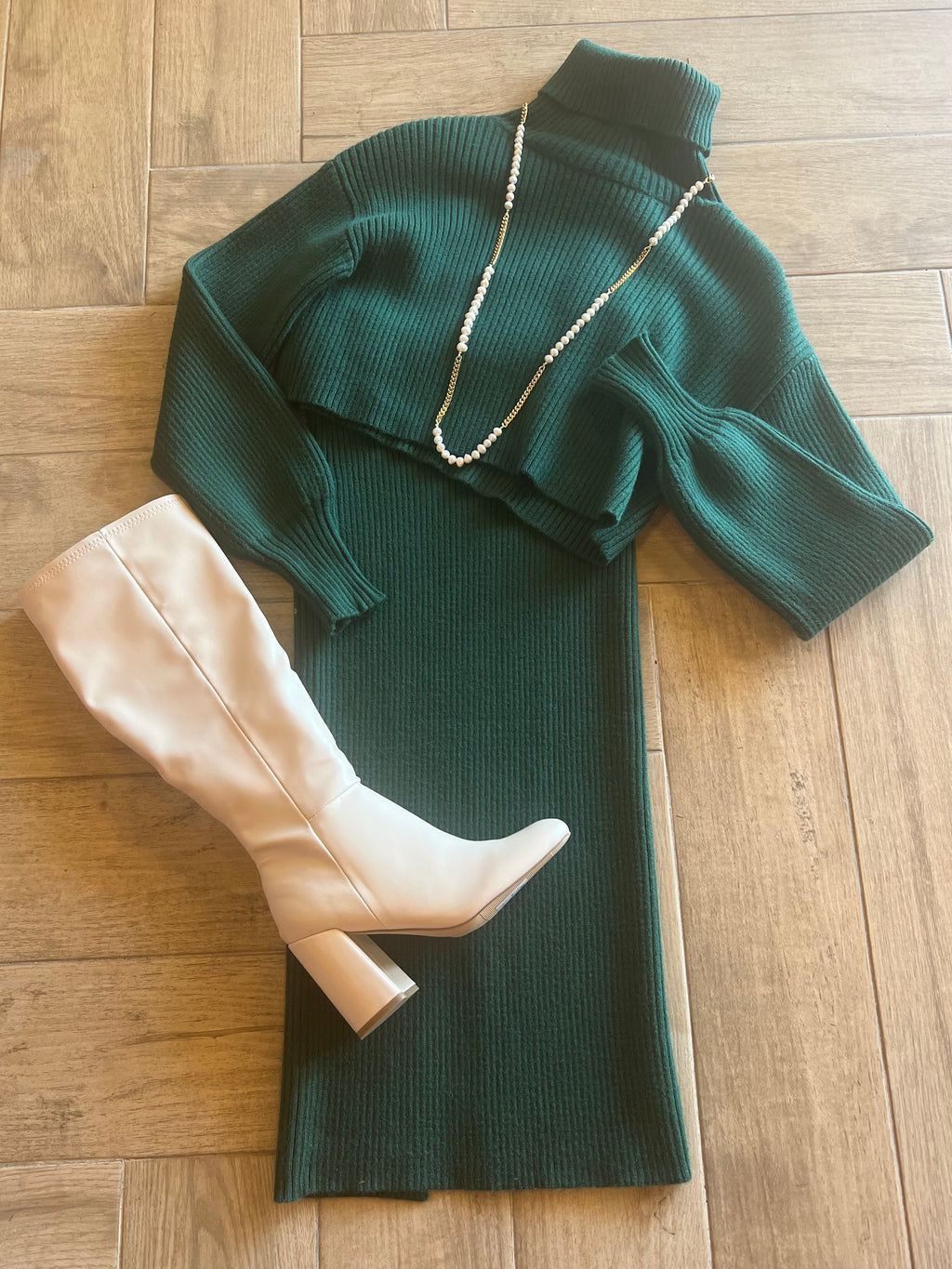 LAUREN Turtle Neck RibKnit Crop Sweater