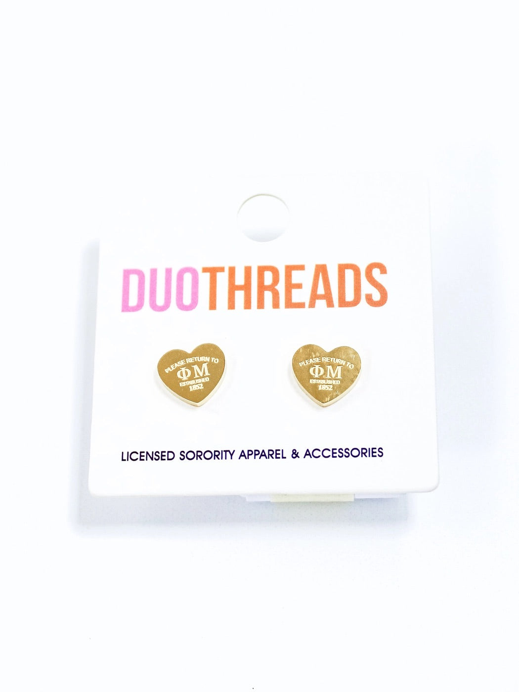 DUOTHREADS Sorority HEART Earrings