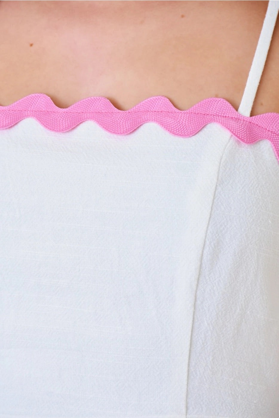 CANDID ColorBlock WaveTrim Linen Blend Dress