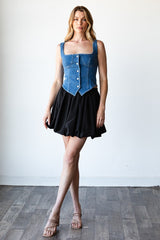 VAL StretchDenim Corset Vest Top