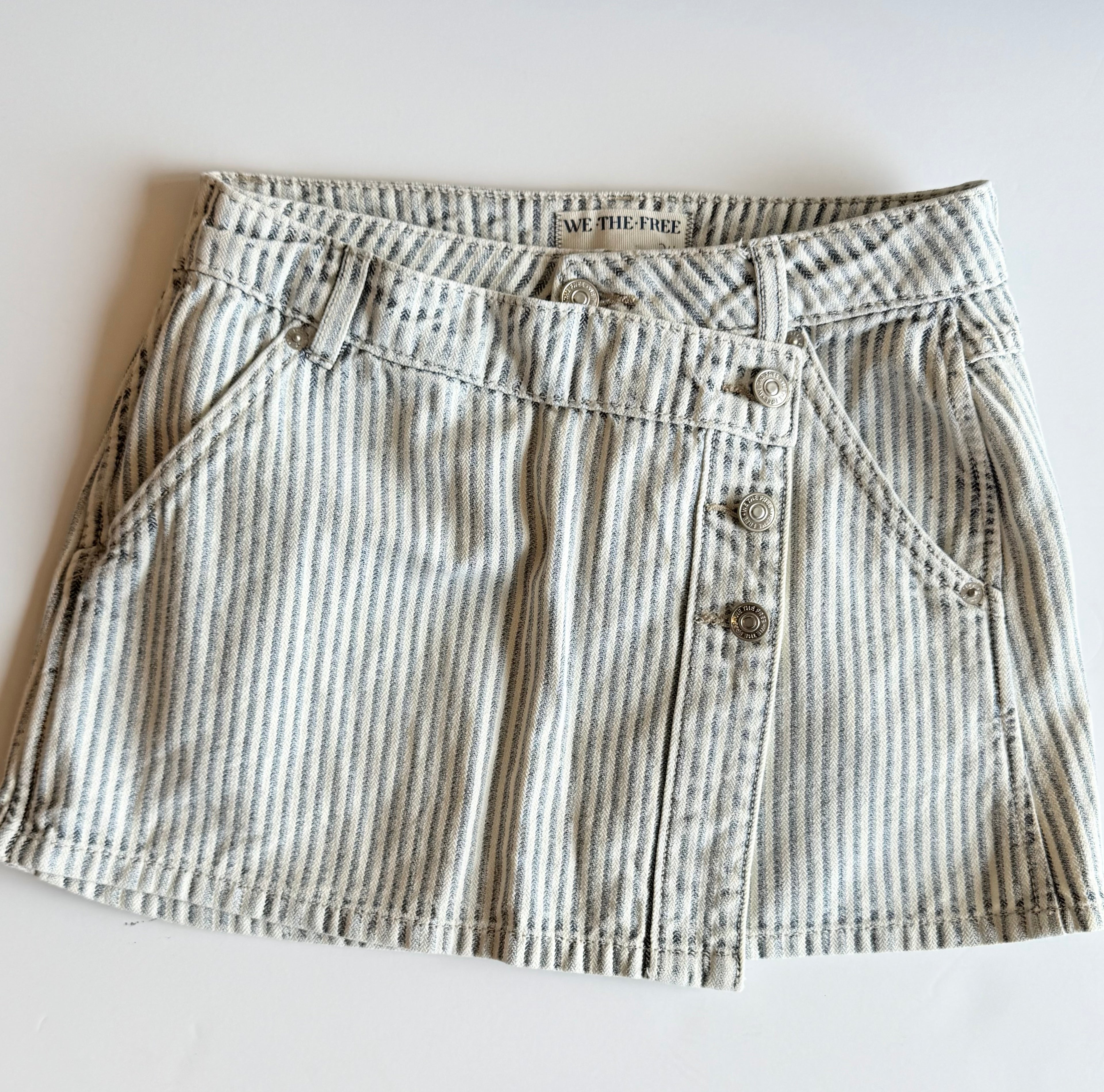 FREE PEOPLE Railroad WYNNE Striped Asymmetric Waistline Skirt