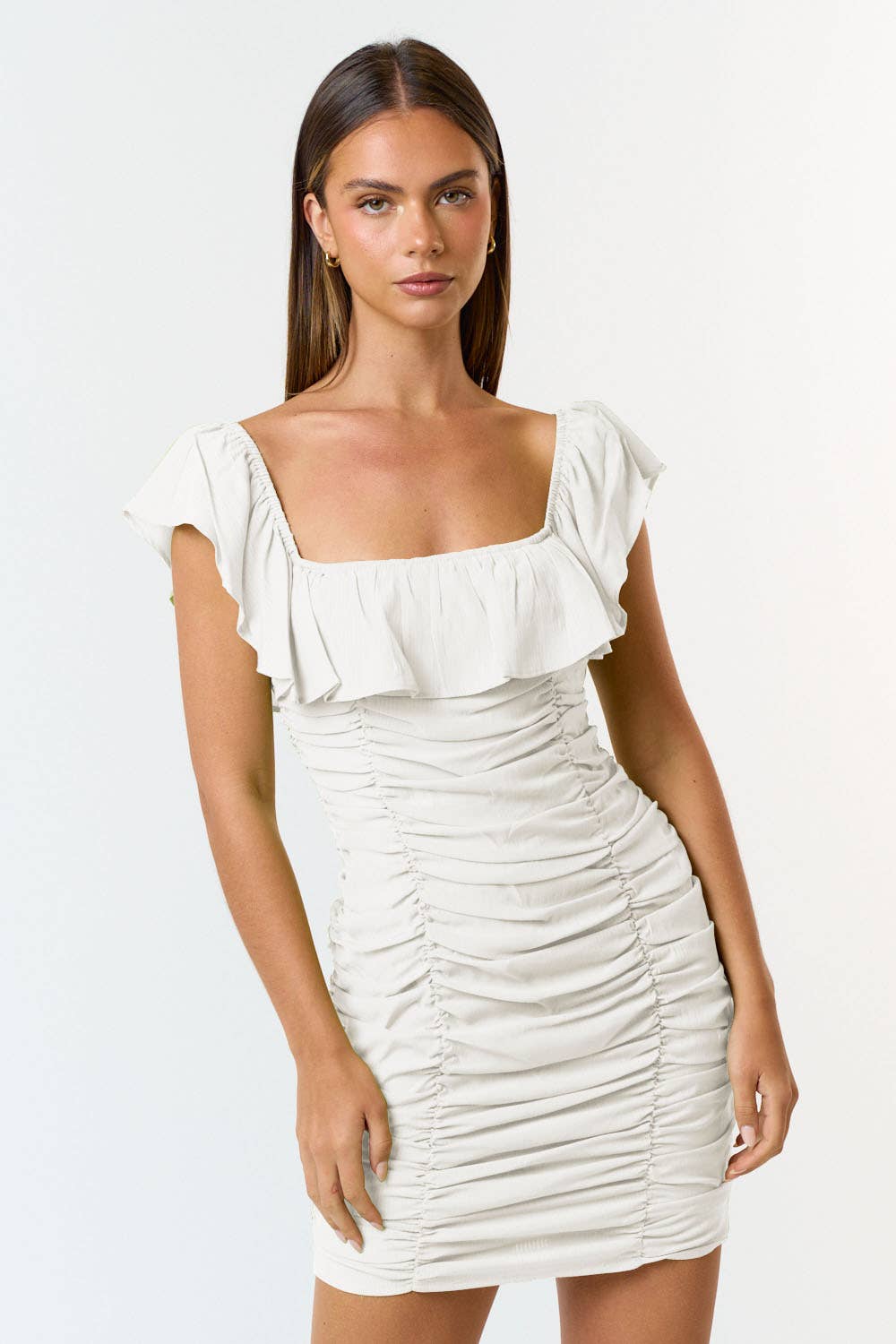 LIFETIME Ruche Ruffle Woven Dress