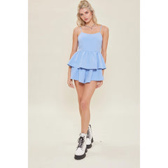 ARDEN Tiered/Skirt SpaghettiStrap Short Romper