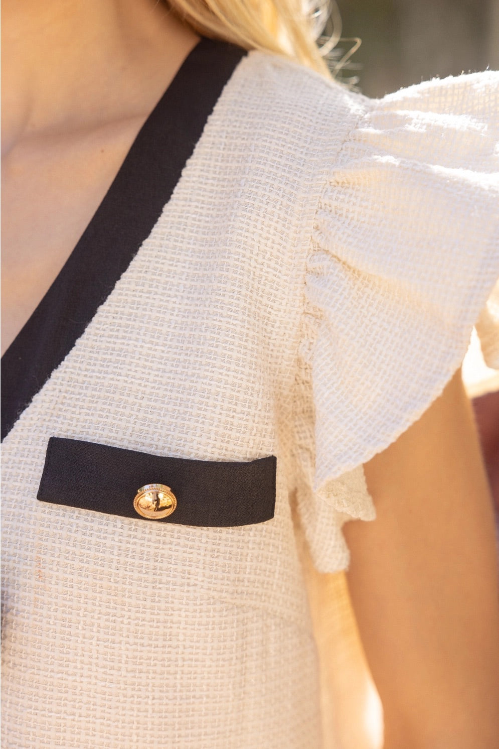 JACQUI Contrast Ribbon Detail Tweed Dress