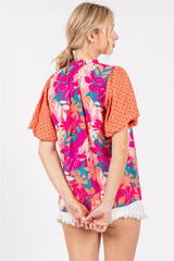 IN MY HEAD Contrast Floral Print Blouse Top