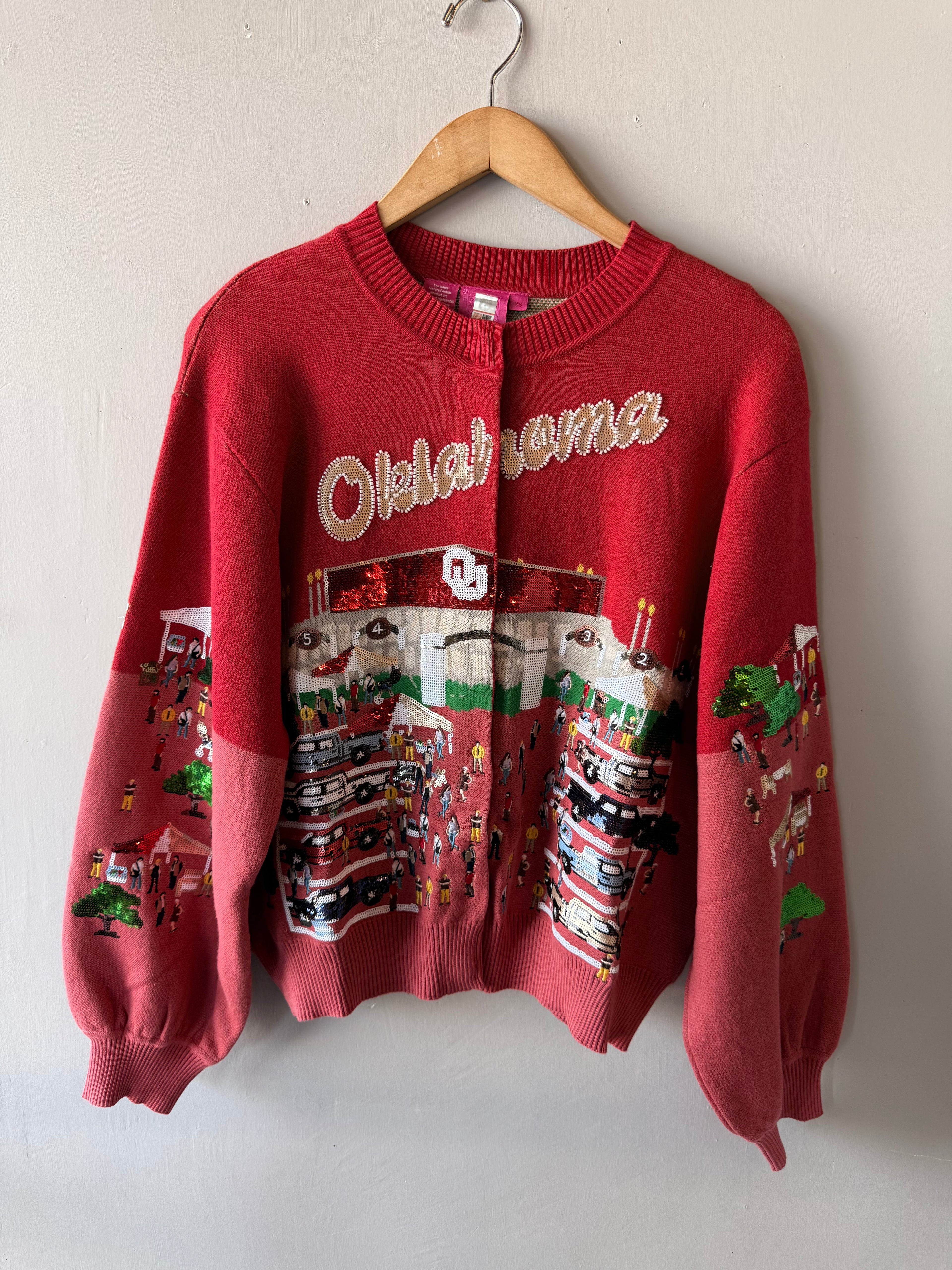 Queen of Sparkles Licensed OU Tailgate Party Cardigan
