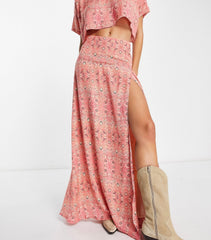 FREE PEOPLE 2pc MARION Printed Crop Tee & Maxi Skirt Set