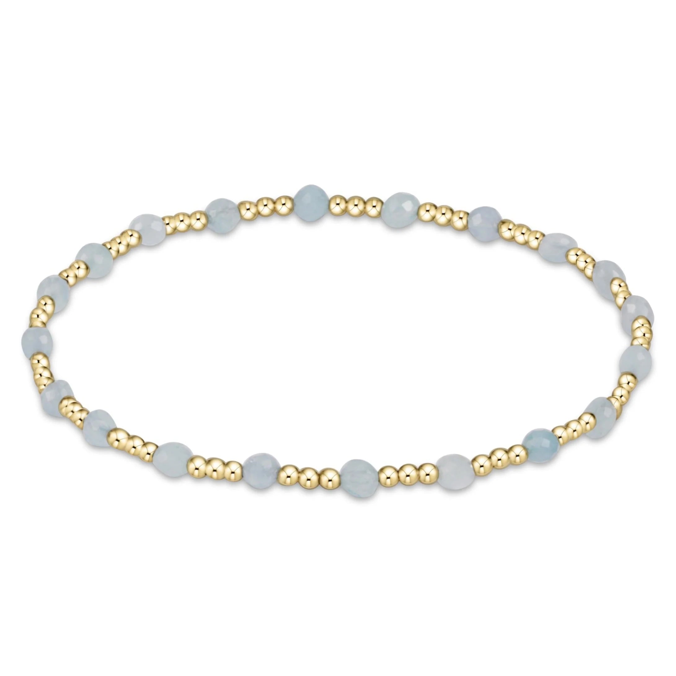 Enewton Gemstone Gold SINCERITY Pattern 3mm Bead Bracelet - AQUAMARINE