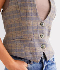 FREE PEOPLE Plaid LIBBY Vest Top