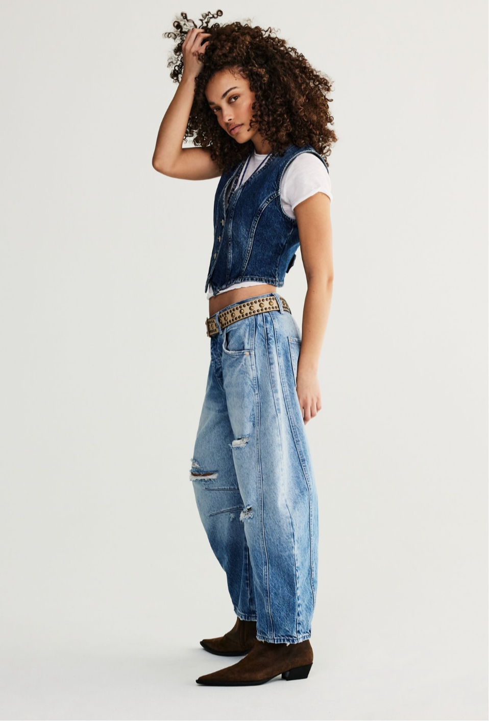 FREE PEOPLE MidRise GOOD LUCK Barrel Jeans