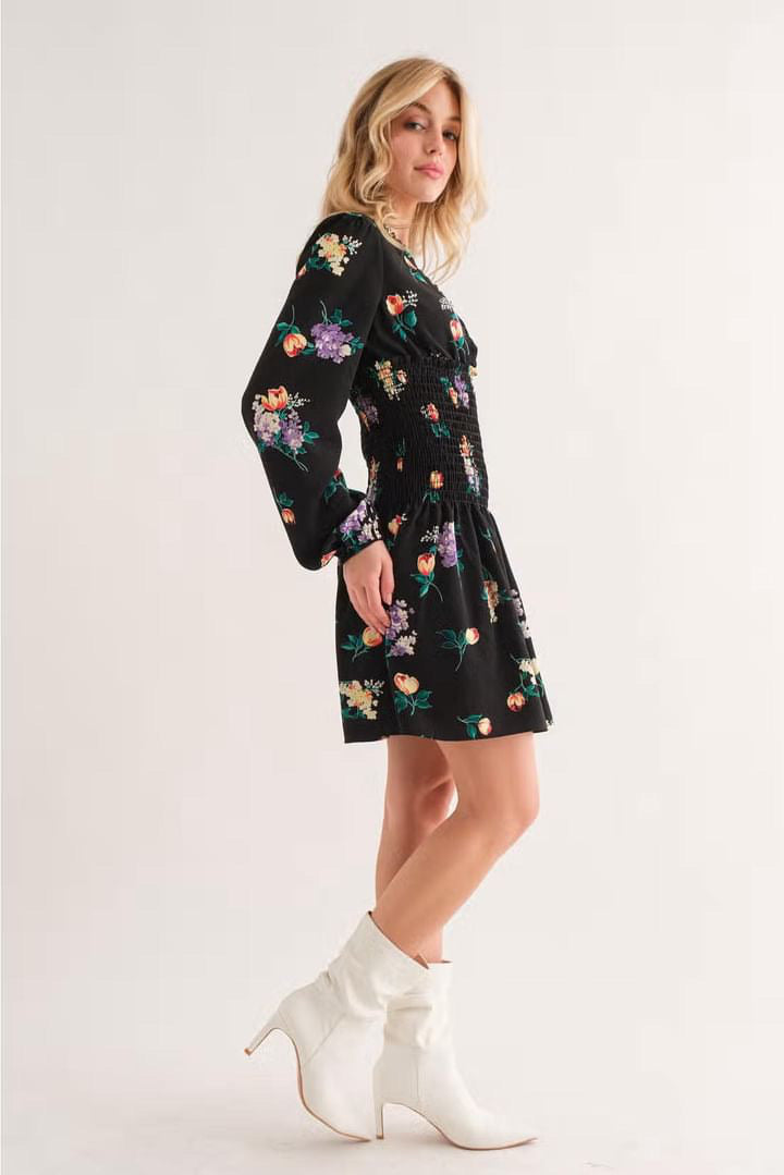 SELFLESS Floral Smocked Ruffle Dress