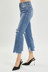 KOURTNEY HiRise StraightLeg UnevenHem Crop Jean