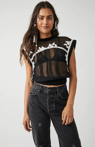 FREE PEOPLE Embroidered Lace VERONIQUE Sheer Top
