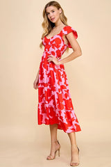 TORI AbstractPrint V-Neck Tiered Midi Dress