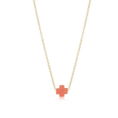 ENewton Small CORAL Signature CROSS 16” Gold Necklace