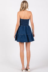 MILEY Denim Corset Bust Tiered Skirt Dress